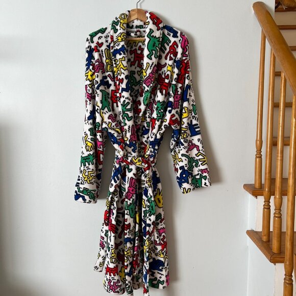 Keith Haring Printed Fleece Robe Adult Unisex One Size - Picture 1 of 11